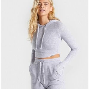 Gymshark Light Gray Cropped Hoodie